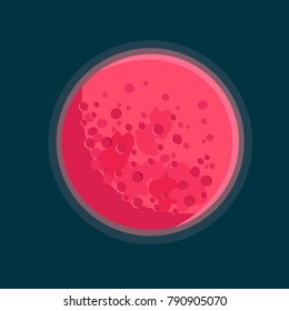 Blood Red Full Moon Also Known As Supermoon Isolated On Dark Background.Vector