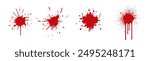 Blood red splash design stain. Bloodstain drop red splatter paint vector blob icon