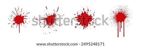 Blood red splash design stain. Bloodstain drop red splatter paint vector blob icon