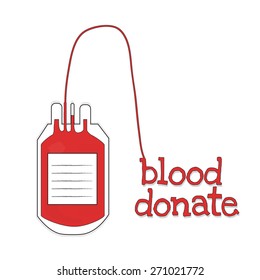 blood and red text as word " blood donate" on white background.