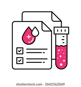 Vector de informe de sangre Icono de estilo de ilustración de contorno lleno. Archivo EPS 10