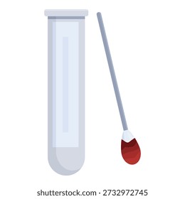 Blood sample being collected with cotton swab for analysis in test tube, medical and healthcare concept