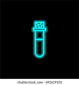 Blood sample blue glowing neon ui ux icon. Glowing sign logo vector