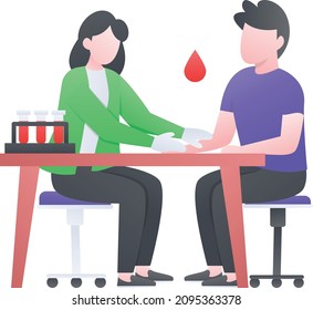 Blood Sample Collection Concept, Medical Lab Technician Vector Color Icon Design, Medical And Healthcare Scene Symbol, Diseases Diagnostics Sign, Doctors And Patients Characters Stock Illustration