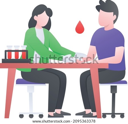 Blood Sample Collection Concept, Medical lab technician Vector Color Icon Design, Medical and Healthcare Scene Symbol, Diseases Diagnostics Sign, Doctors and Patients Characters Stock Illustration