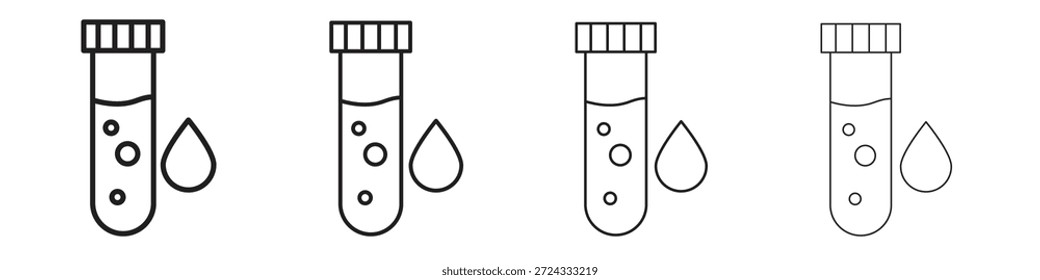 Ícones de amostra de sangue, Conjunto de ícones lineares. Ícones pretos lineares da palma