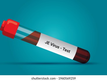 Blood sample for JE Virus test. Pregnancy test. A medical testing concept with tube vector in the blue background.