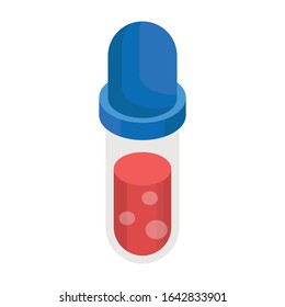 Blutprobe, isometrische Vektorillustration des Laborgeräts 
