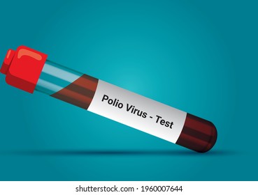 Blood sample for Poliovirus test. A medical testing concept with tube vector in the blue background.