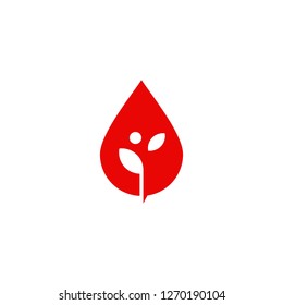 blood sauce drop leaf sprout logo vector icon illustration