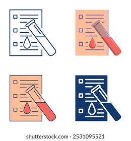 Blutbild-Symbol im flachen und linienförmigen Stil. Vektorgrafik.