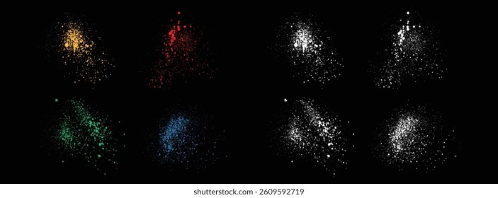 Blood set of vector blue, green, red blood, orange and white color splatter bleeding template background
