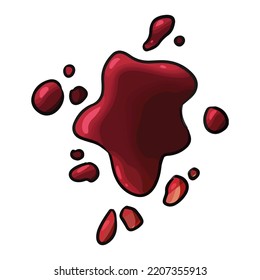 Doodle de salpicaduras de sangre. Esquema de imagen de estilo cómico. Halloween espeluznante elemento dibujado a mano aislado en fondo blanco. Ilustración gráfica vectorial para pegatinas, etiquetas, impresiones, archivos de corte láser, papel
