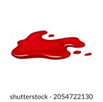 Blood spill on a white isolated background. Red puddle paint. Vector illustration of a cartoon.