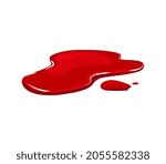 Blood spill on a white isolated background. Red paint puddle. Vector cartoon illustration.