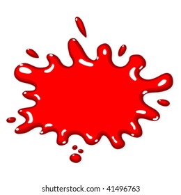 Blutsplash einzeln auf weißem, quadratischem Hintergrund