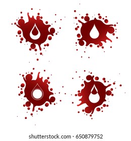 Blood splashes with white drops isolated on white background. Vector illustration