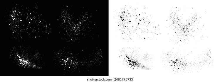 Blood splatter black and white vector grunge texture brush stroke background frame. Decorative paintbrush shape