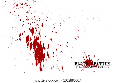 Blood splatter elements on white background . Criminal concept . Vector .