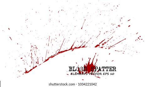 Blood Splatter Elements On White Background . Criminal Concept . Vector .