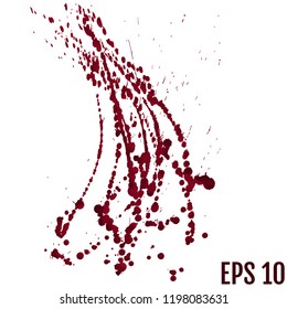 Blood splatter painted vector isolated on white for halloween design. Red dripping blood drop watercolor