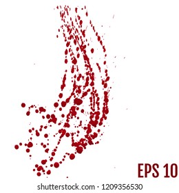Blood splatter painted vector isolated on white for halloween design. Red dripping blood drop watercolor
