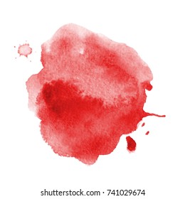 Blood splatter painted vector isolated on white for halloween design. Red dripping blood drop watercolor