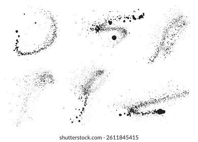 Blood splatter set of vector paint ink black color realistic grunge background