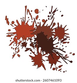 Blood Splatter Splash Stain Vector Illustration on white for halloween design. Red dripping blood drop cartoon.