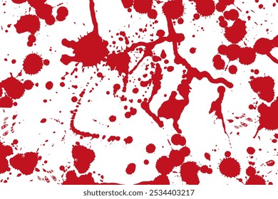 Fondo De Salpicaduras Y Gotas De Sangre. Gotas de sangre roja, spray y manchas de fondo para Halloween, crimen y horror diseños. El fondo blanco