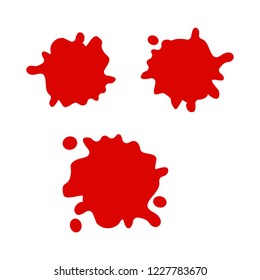 Blood splatters and blood drops. Drop red ink or red blood