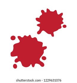 Blood splatters and blood drops. Drop red ink or red blood