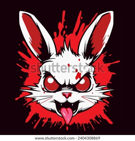 Blood splattery bunny vector, dark red on black.