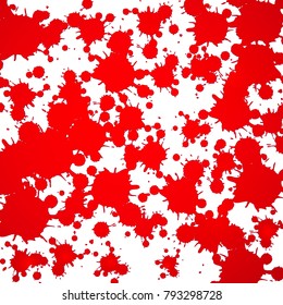 Blood. Spots of red paint on white background. VECTOR