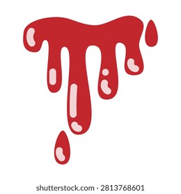 Blood stain. Hand drawn vector flat. Halloween. Bloody spot. Scary. A drop is dripping. Autumn holiday. Color illustration.