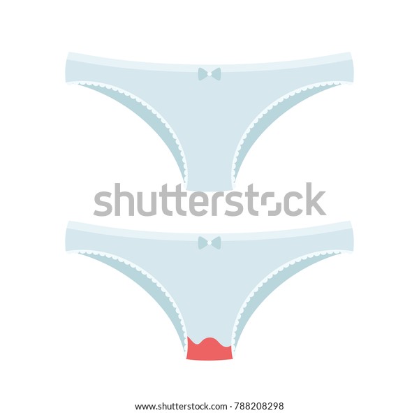 Blood stain on panties and clear. Vector flat cartoon illustration icon