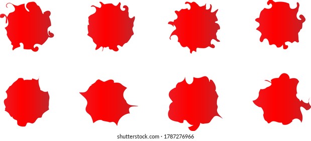 Se ponen manchas de sangre. Conjunto de manchas de pintura roja vectorial