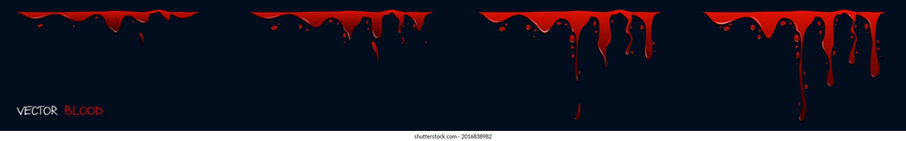 Blut. Streifen roter Flüssigkeit. Animationsspritzen. Animation für das Spiel. Vektorgrafik. schwarzer Hintergrund