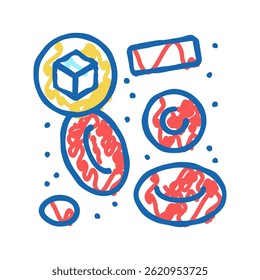 sangue com problema de doença de açúcar ícone doodle esboço vetor. sangue com sinal de problema de doença de açúcar.