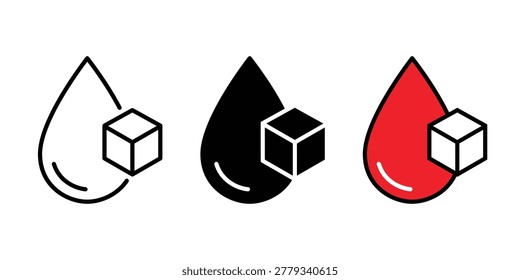 Blood sugar glucose vector icon set collection. Blood sugar icon vector. Blood sugar glucose outline flat icon.