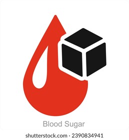 Blood Sugar and blood icon concept