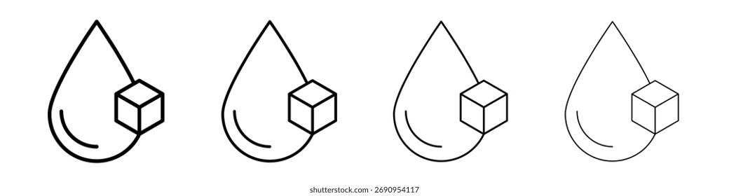 Ícone de açúcar no sangue Conjunto de contornos da arte da ilustração do vetor da linha fina plana