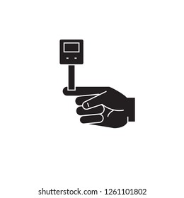 Blood sugar level black vector concept icon. Blood sugar level flat illustration, sign