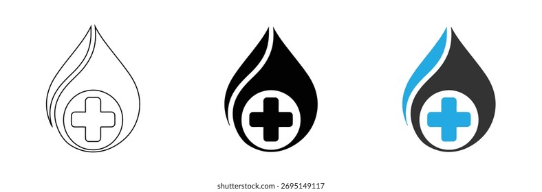 Blood Sugar Logo, Vektordesign. Geeignet für medizinische Kliniken, diagnostische Labors, Start-ups im Gesundheitswesen, Spenden Sie Blut und retten Sie Leben mit diesem symbolischen Design, editierbare Schlaganfall-Symbole,