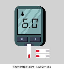 Blood sugar measuring. Electronic device, gadget, glucometer. Medication concept. Vector illustration can be used for topics like diabetes, sugar test, disease