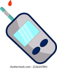 Blood sugar meter, illustration, vector on a white background.