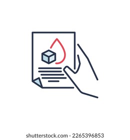 Blood Sugar Report or Test in Hand vector concept colored icon or sign
