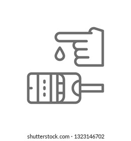 Blood sugar test, glucometer, glucose, diabetes line icon.
