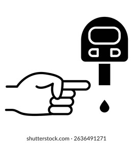 Blood sugar test icon Flat outline fill black and white