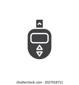 Icono vector de prueba de azúcar en sangre. signo plano relleno para concepto móvil y diseño web. Icono de Glucómetro glifo. Símbolo, ilustración del logotipo. Gráficos vectoriales